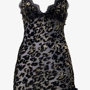 Elegant Black and Gold Lace Chemise